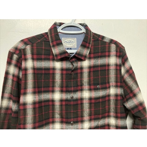 New! Flag & Anthem Mens Plaid Shirt ButtonUp Red Black White Lightweight Medium - Picture 3 of 12